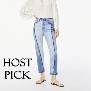 NWT Frame denim contrasting denim patch high rise jeans, 24